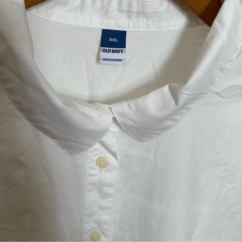New Old Navy White Cotton Button Down Shirt Dress Size XXL Minimalist Preppy - Picture 4 of 13
